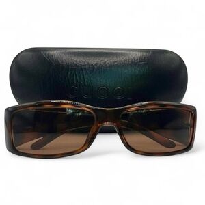 Gucci Rectangle Brown Slim Sunglasses | Designer Shades | Authentic Gucci Eyewe